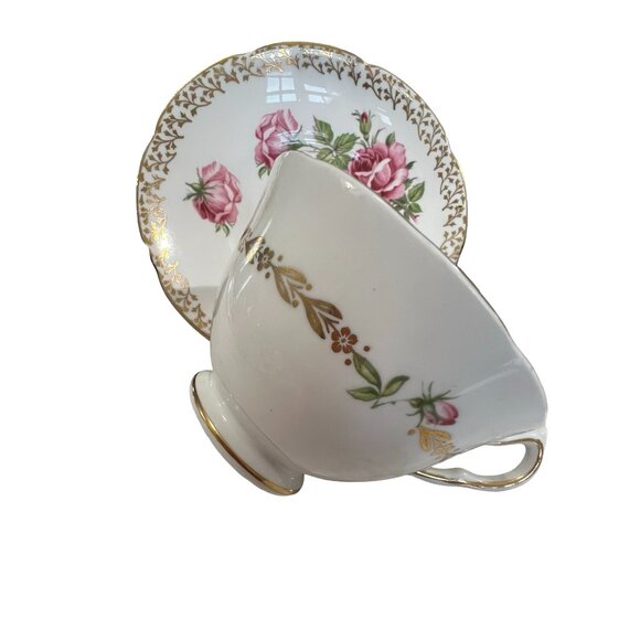 Vintage Collingwood Fine Bone China Tea Cup & Saucer Mauve Pink Roses w/ Gold - Picture 6 of 12